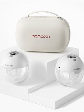 Momcozy White Portable Double Electric Breast Pump with Carrying Case